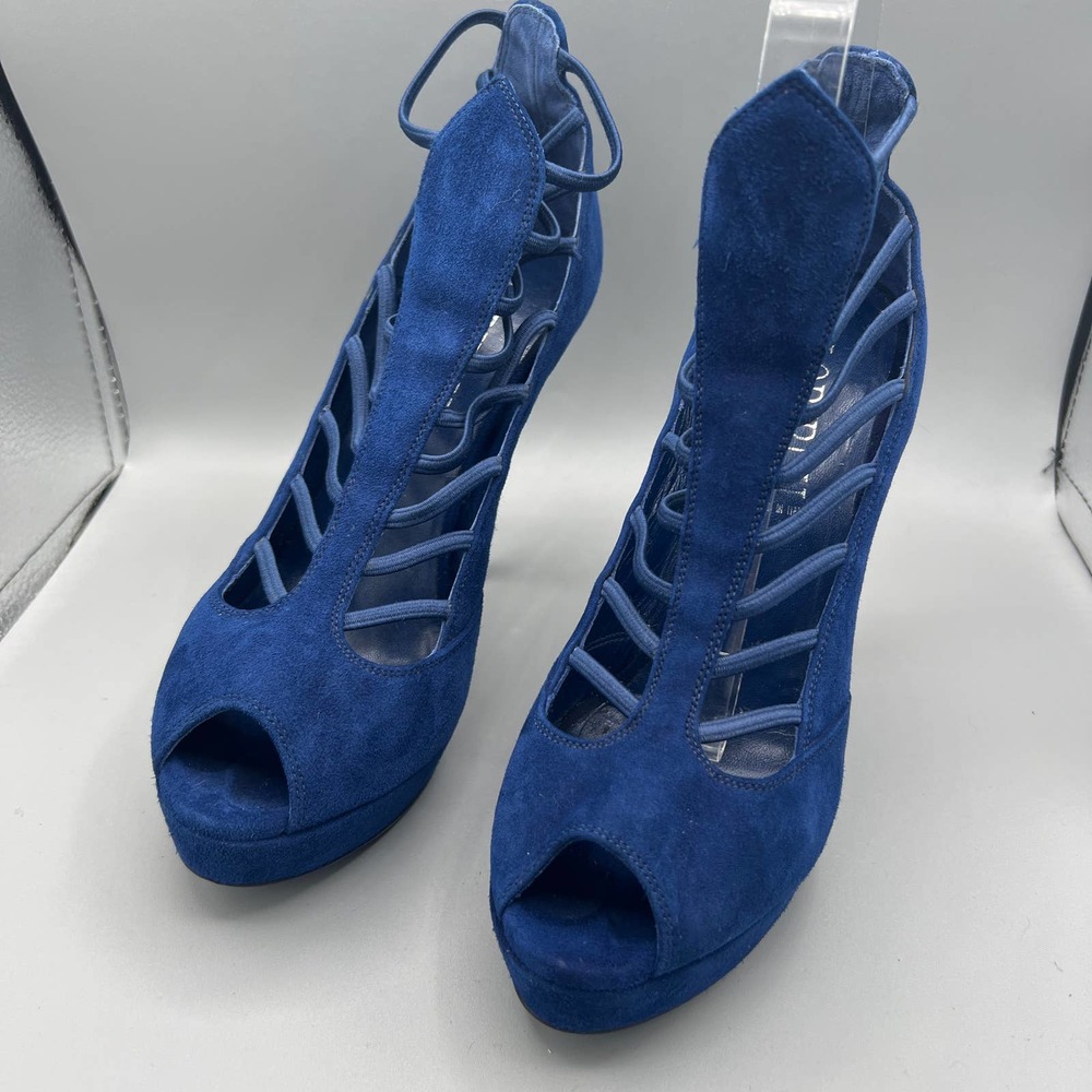 Loriblu Platform Suede Womens Blue booties sz 37 (6.5) - Picture 3 of 8